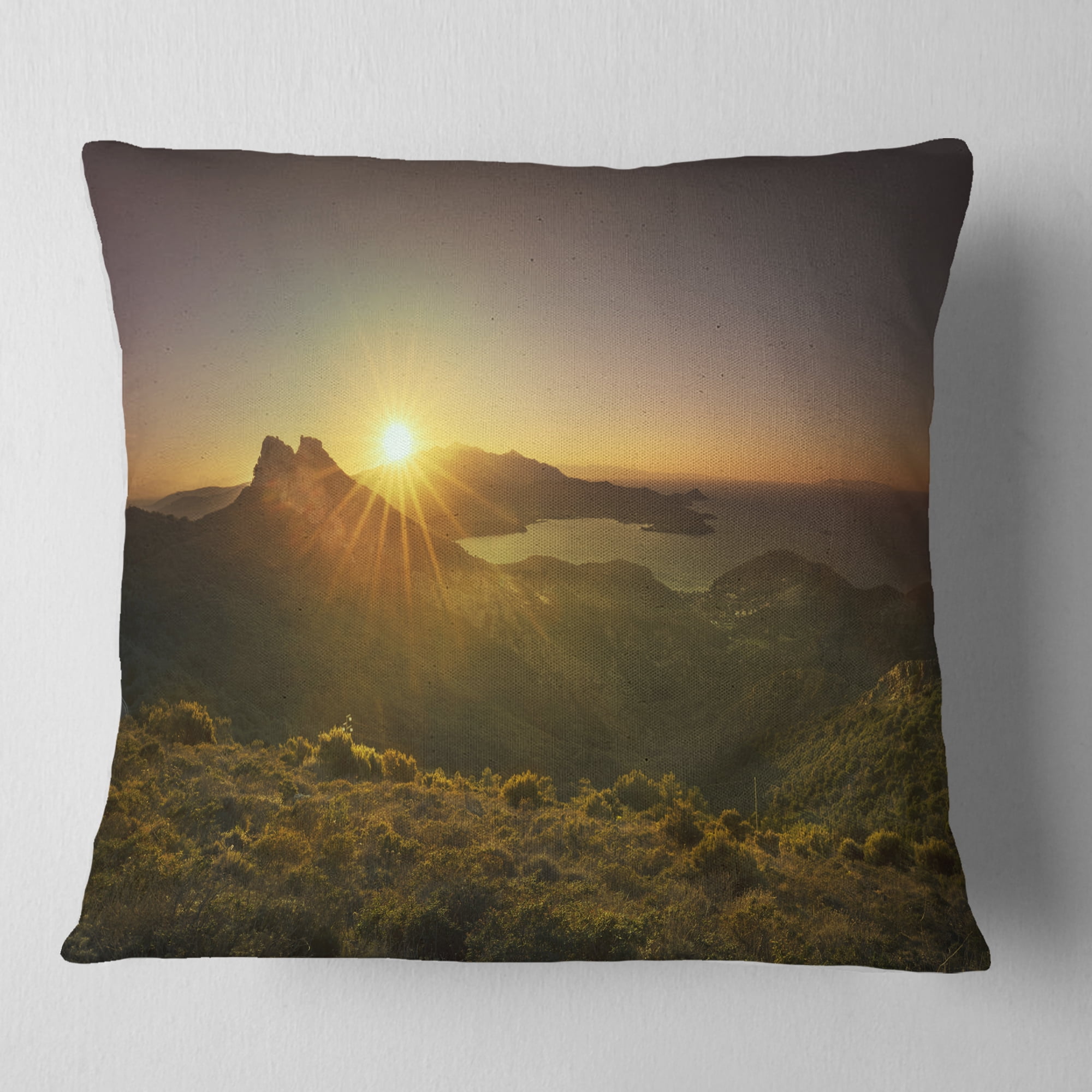 Designart Volterraio and Portoferraio Bay - Landscape Wall Throw Pillow - 16x16