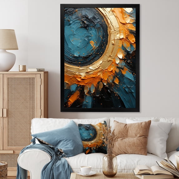 Designart "Vortex Of The Desert Mirage III" Abstract Spirals Picture Framed Canvas Prints