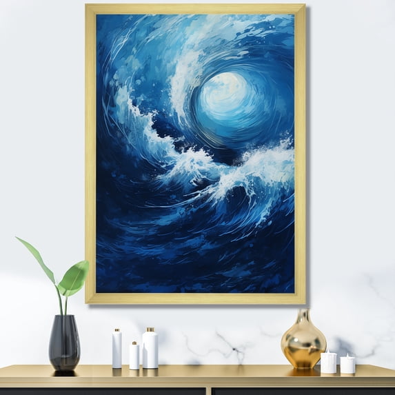 Designart "Vortex Of Tidal Twist Waves I" Abstract Spirals Picture Framed Wall Art Prints