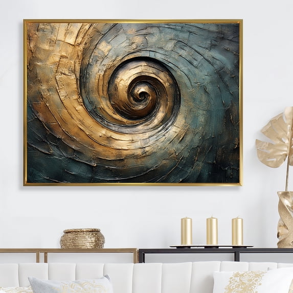Designart "Vortex Of Whirling Wisdom In Bronze" Abstract Spirals Floater Framed Canvas Wall Art