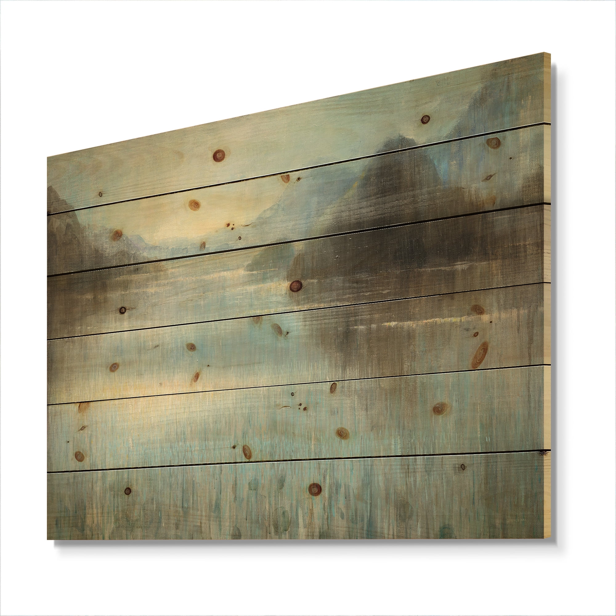 Designart 'Vue from Lase House' Lake House Print on Natural Pine Wood