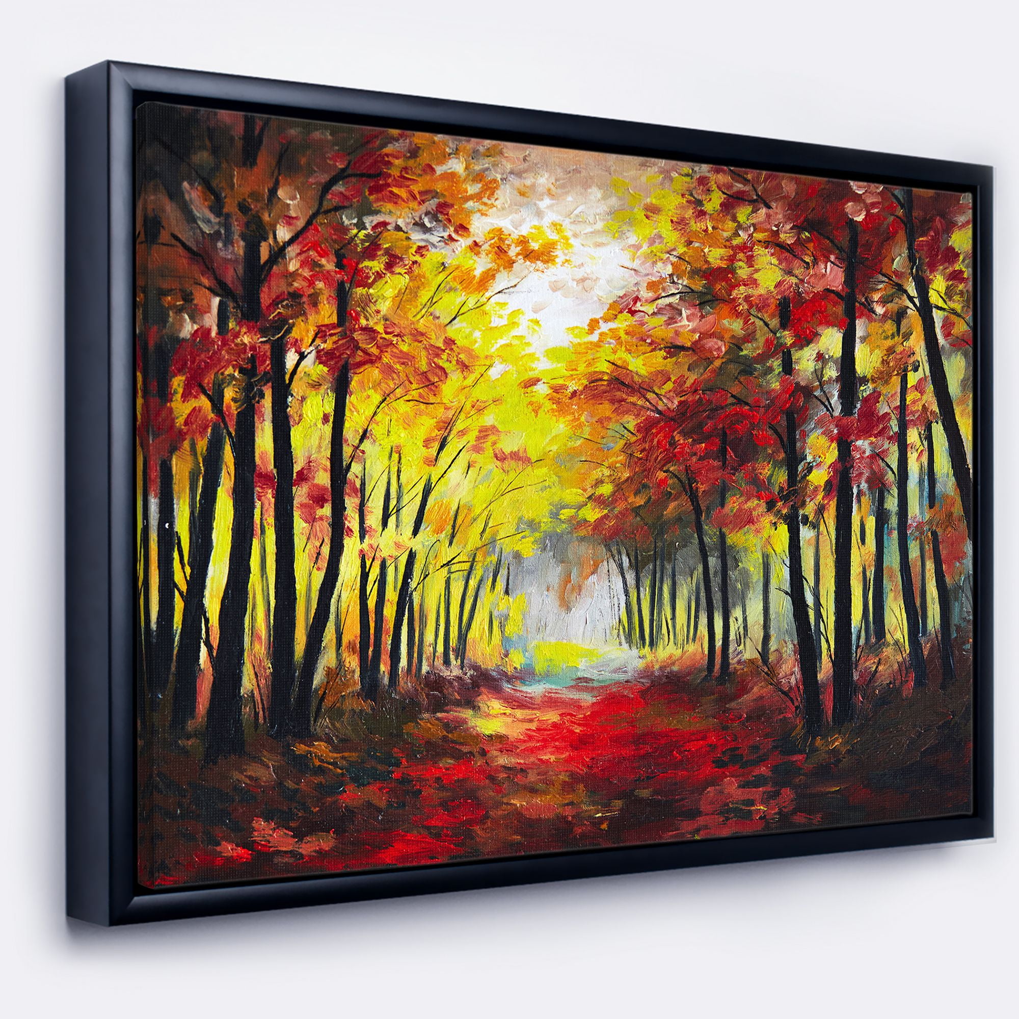 Designart ' Walk Through Autumn Forest ' Landscape Art Print Framed Canvas