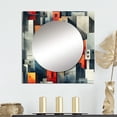 Designart "Wall Pattern With Grey Cubic Stripes" 0 Square Mirror For