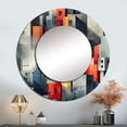 thumbnail image 1 of Designart "Wall Pattern With Grey Cubic Stripes" Striped Round Mirror Wall Decor Modern - Large Grey Round Bathroom Mirror - Round Mirror - 29" x 29", 1 of 6