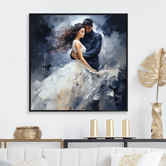 Designart "Waltz Dance in Japan II" Fashion Framed Wall Art - Black Dance Bedroom Framed Canvas Wall Art