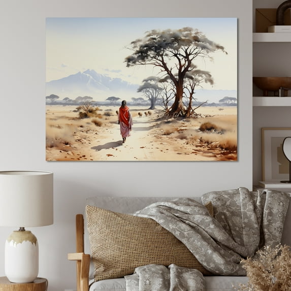 Designart "Wanderer Nomadic in Africa I" African Wall Art Living Room