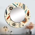 thumbnail image 1 of Designart "Wanderlustn Beige II" Floral Round Mirror Wall Decor Bohemian - Large Beige Round Bathroom Mirror - Round Mirror - 23" x 23", 1 of 6