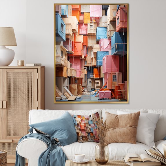 Designart "Warehouse Minimalism" Warehouses Floater Framed Canvas Art Print