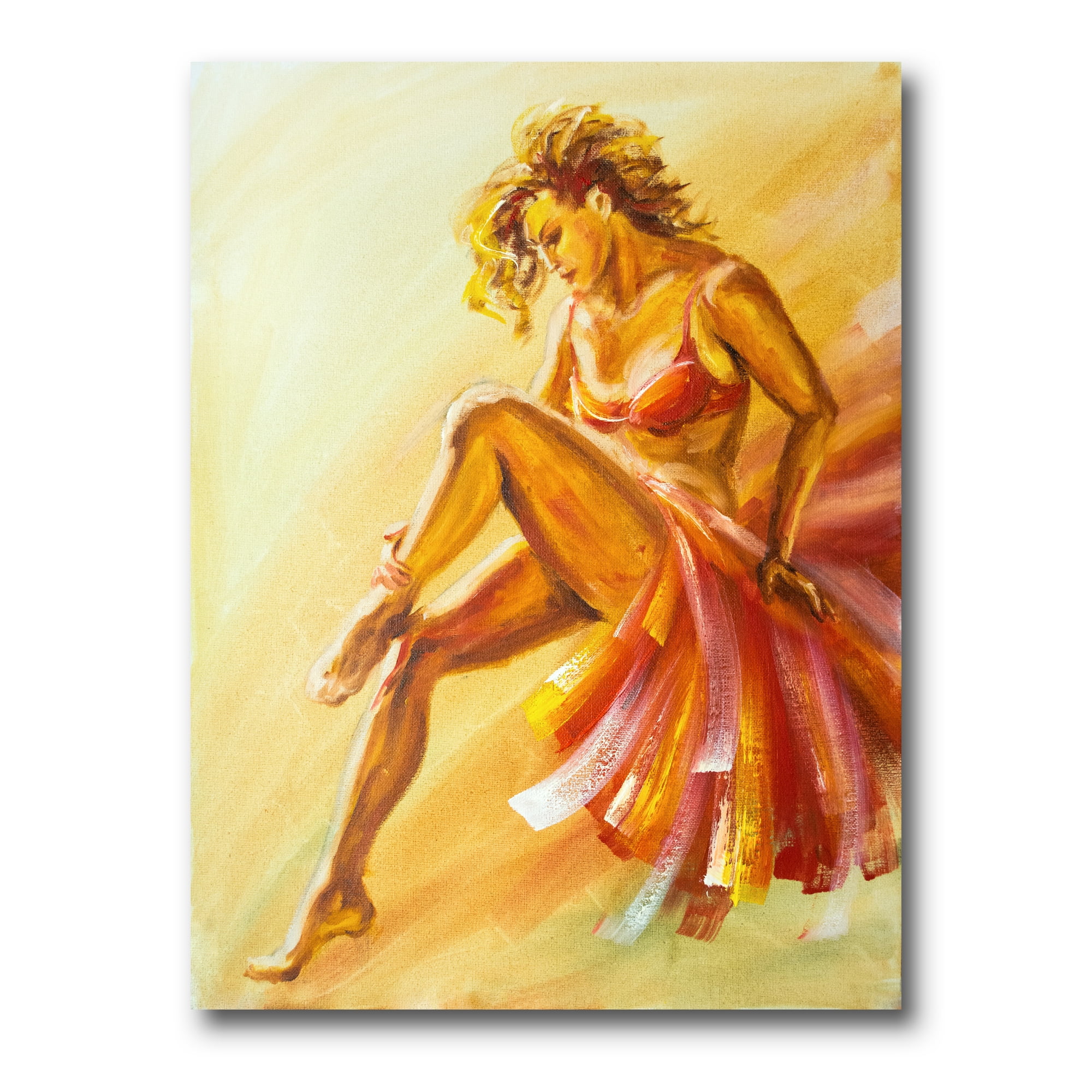 Designart ' Warm Coloured Flamenco Woman Dancer ' Modern Canvas Wall Art Print