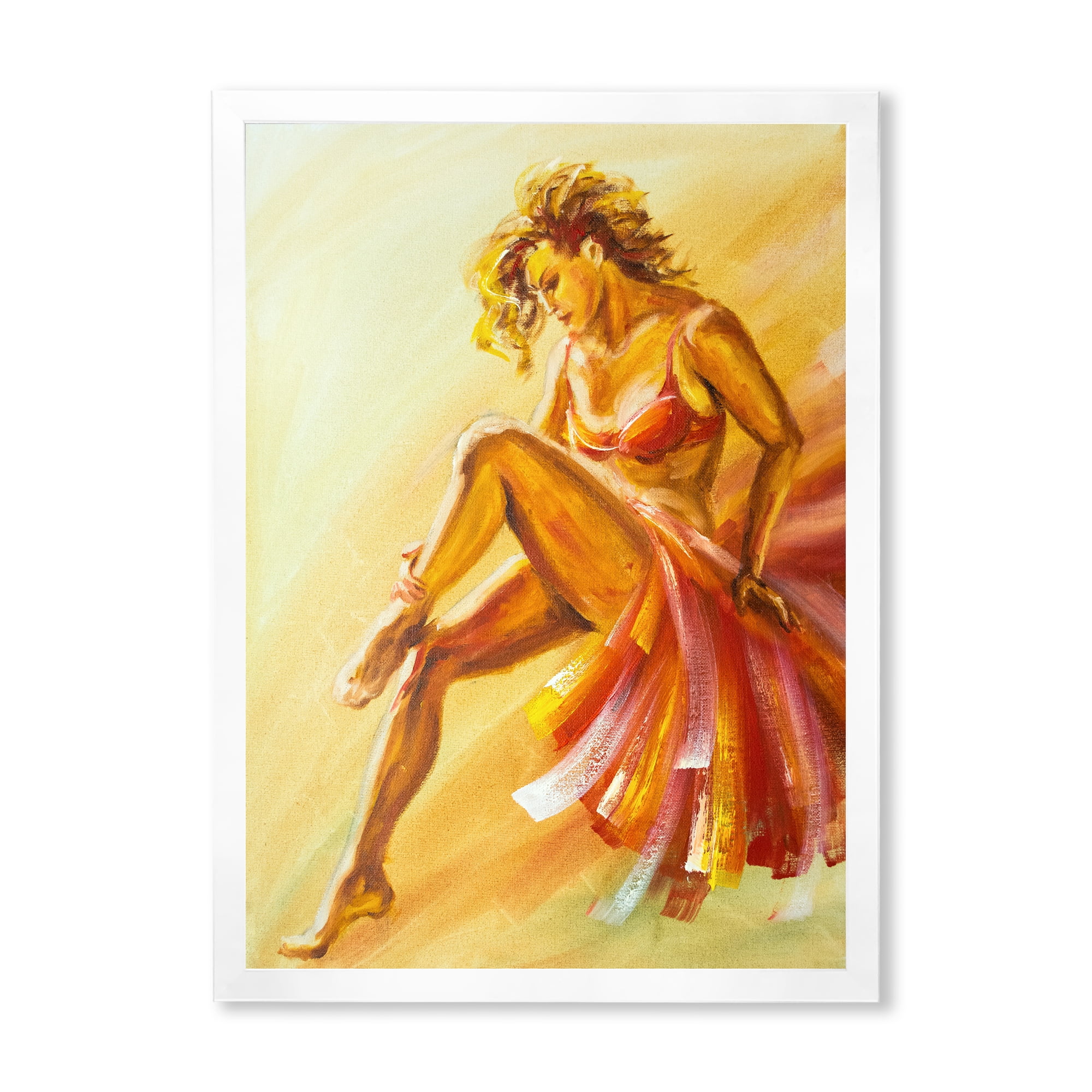 Designart 'Warm Coloured Flamenco Woman Dancer' Modern Framed Art Print