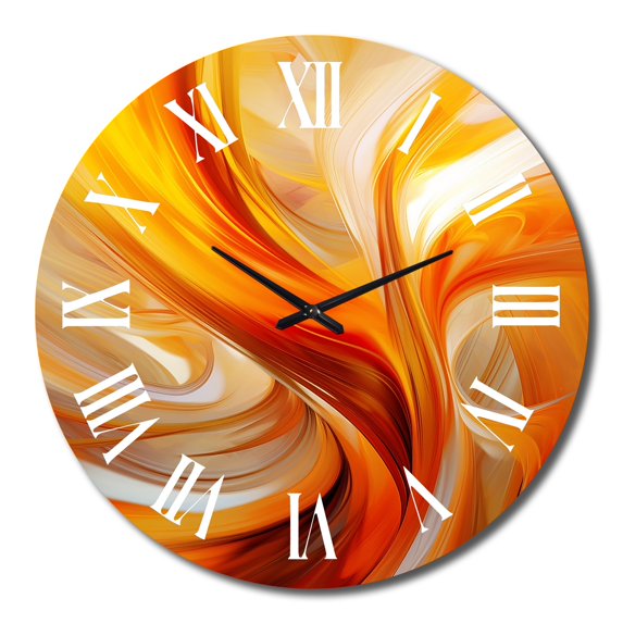 Designart "Warm Fractal Design in Orange VII" Fractals Oversized Wall Clock