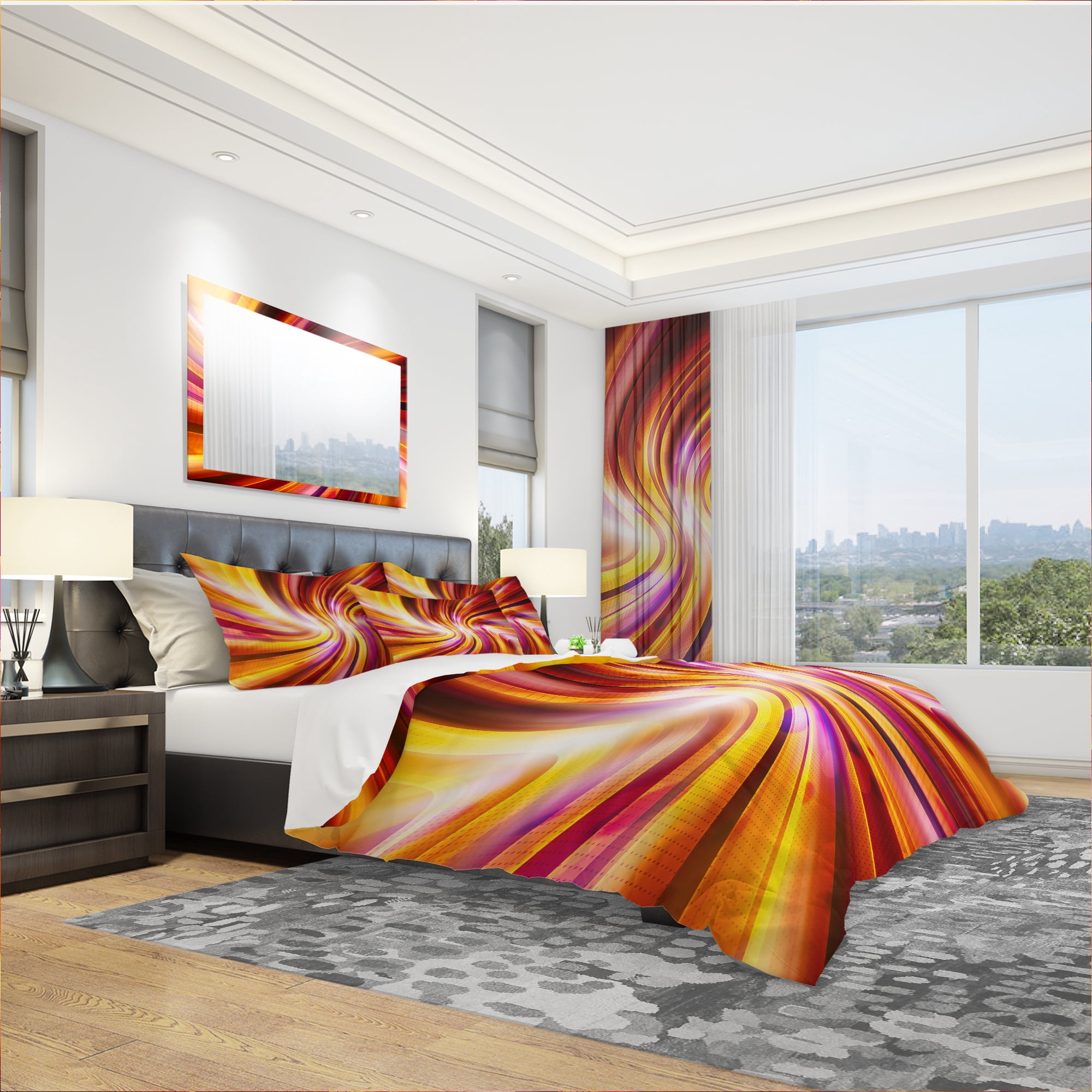 Designart 'Warm Rainbow Abstract' Modern & Contemporary Duvet Cover Set