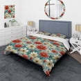 thumbnail image 1 of Designart "Warm Red Seaside Melody I" Floral Bedding Covert Set - Cottage Bed Set With 2 Shams, 1 of 5