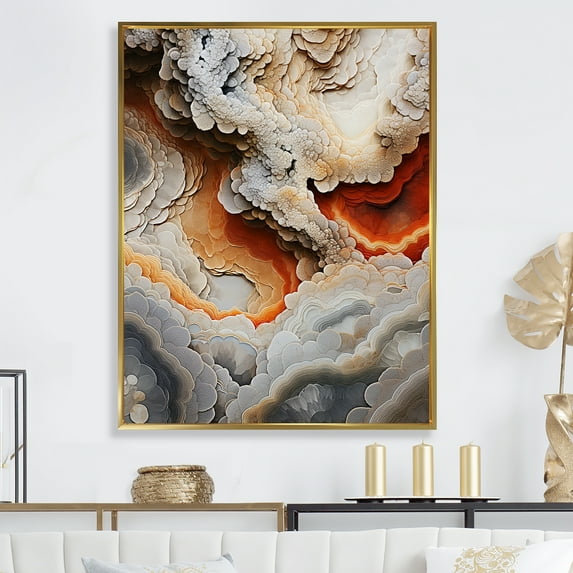 Designart "Warm Toned Geode Softness I" Stone Geode Floater Framed Canvas Wall Art