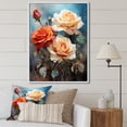thumbnail image 1 of Designart "Warm Toned Rose Allure" Roses Floater Framed Canvas Wall Art, 1 of 5