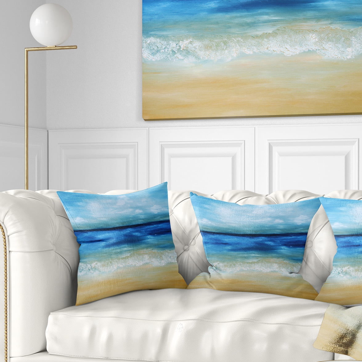 Designart Warm Tropical Sea and Beach - Seascape Throw Pillow - 18x18