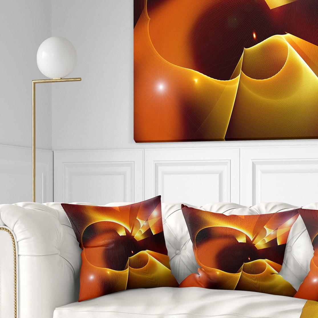 Designart Warm Yellow Red Fractal Design - Abstract Throw Pillow - 18x18