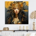 thumbnail image 1 of Designart "Warrior Queen in Gold and Black I" Fashion Wall Art - Glam Gold Woman Abstract Hallway Wall Art Decor, 1 of 6