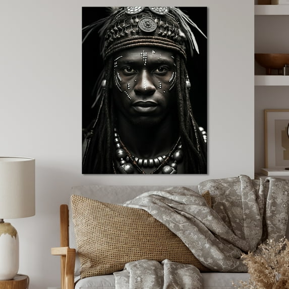 Designart "Warrior Tribal in Africa II" African American Metal Wall Art