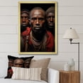 thumbnail image 1 of Designart "Warriors of the Masai African Portrait" People Framed Wall Art - Global Brown African Tribal Entryway Framed Wall Art Print, 1 of 6
