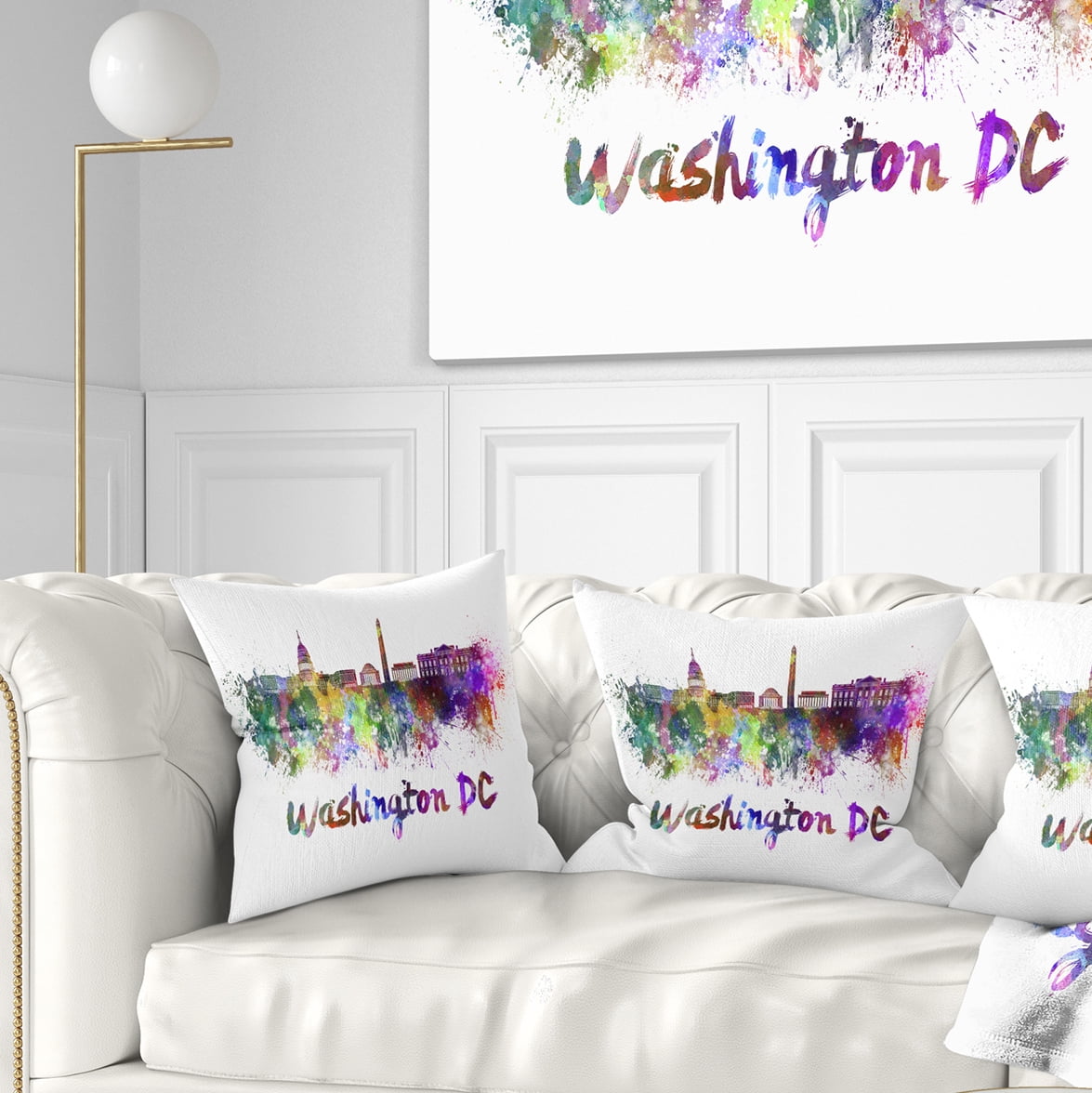 Designart Washington DC Skyline - Cityscape Throw Pillow - 18x18