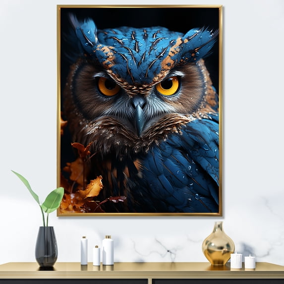 Designart "Watchful Whimsy I" Animals Owl Floater Framed Wall Art Prints