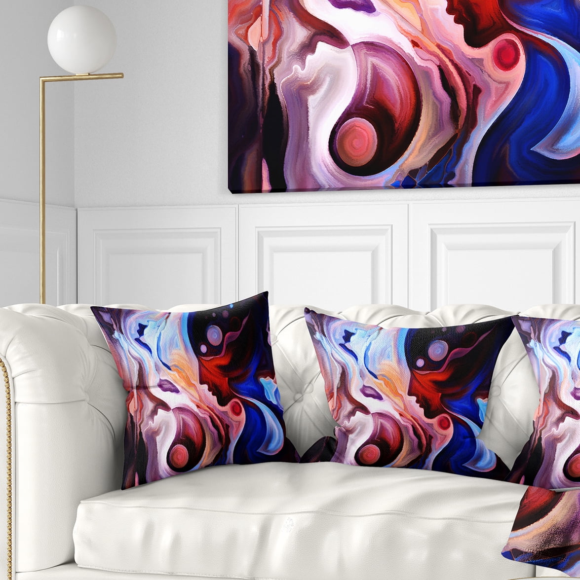 Designart Watching Woman Painting - Abstract Throw Pillow - 16x16