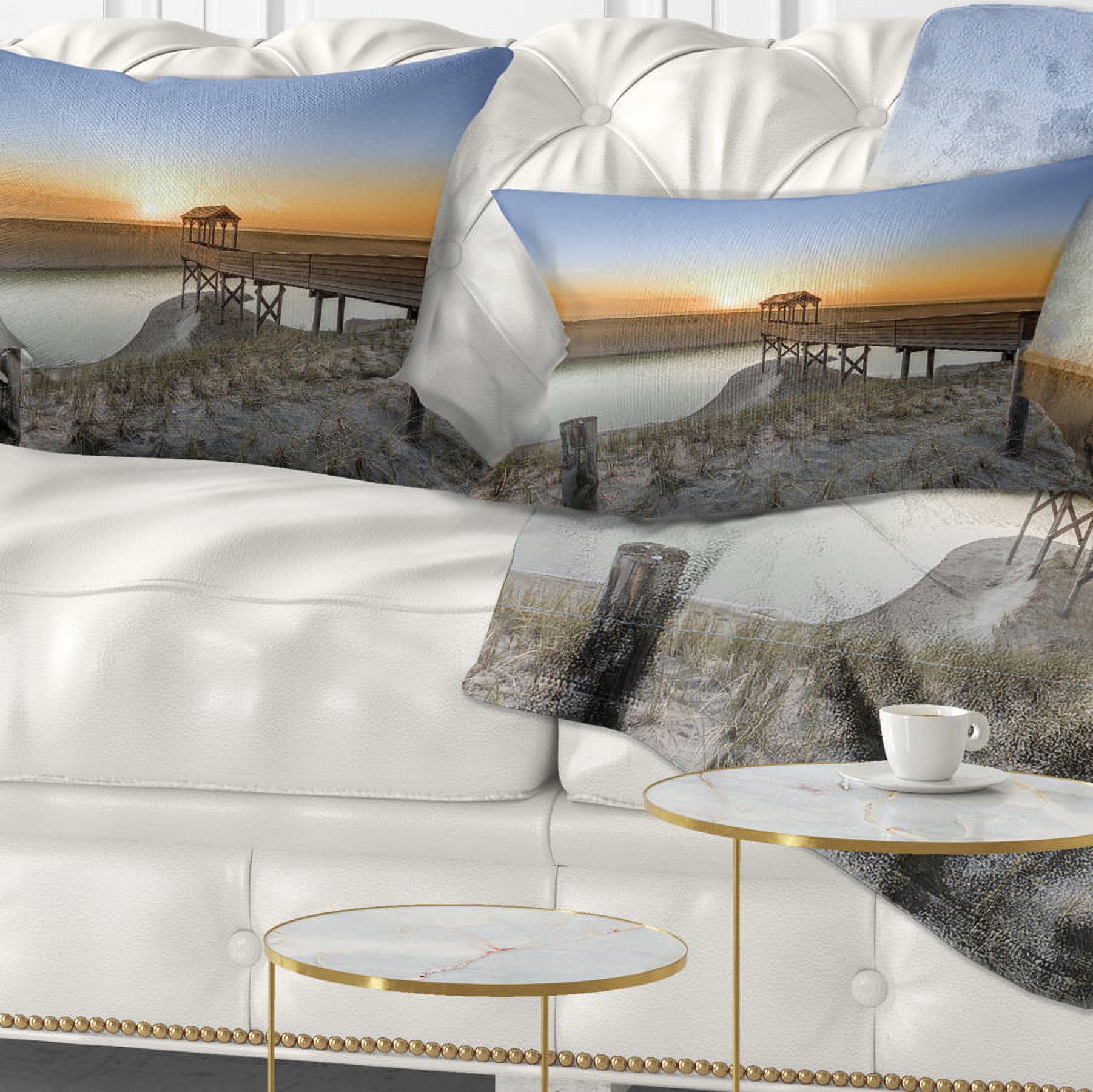 Designart Watchtower at North Sea Dunes - Landscape Printed Throw Pillow - 12x20