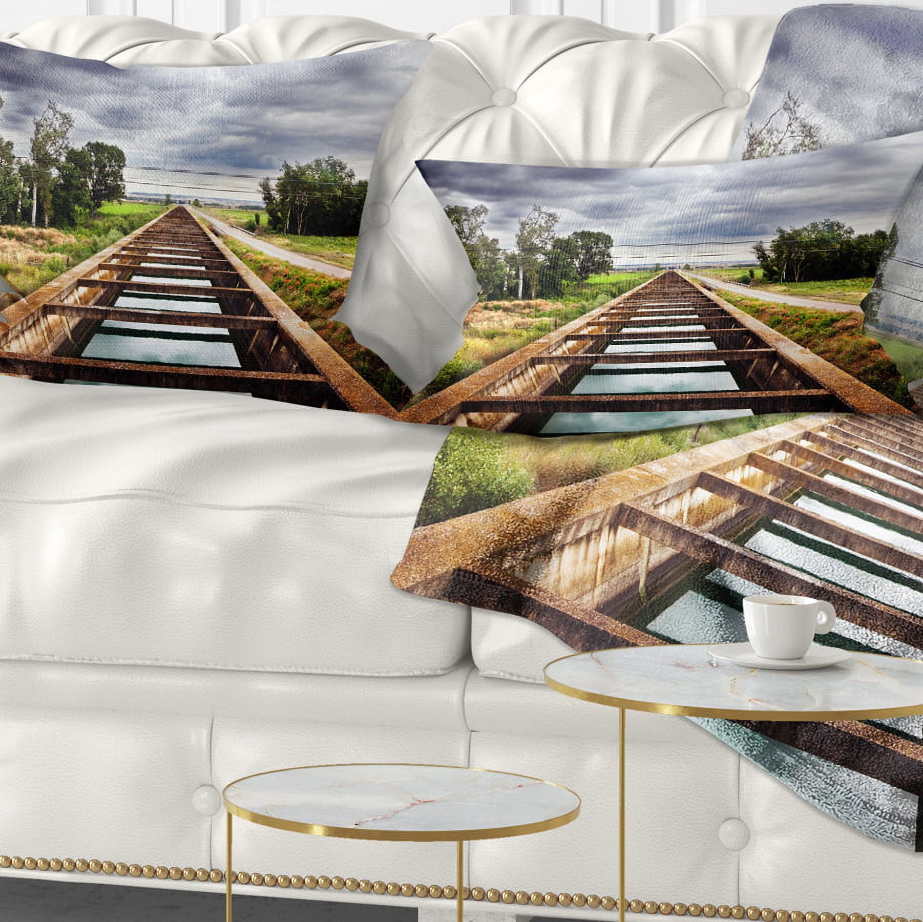 Designart Water Channel and Trees - Landscape Photo Throw Pillow - 12x20