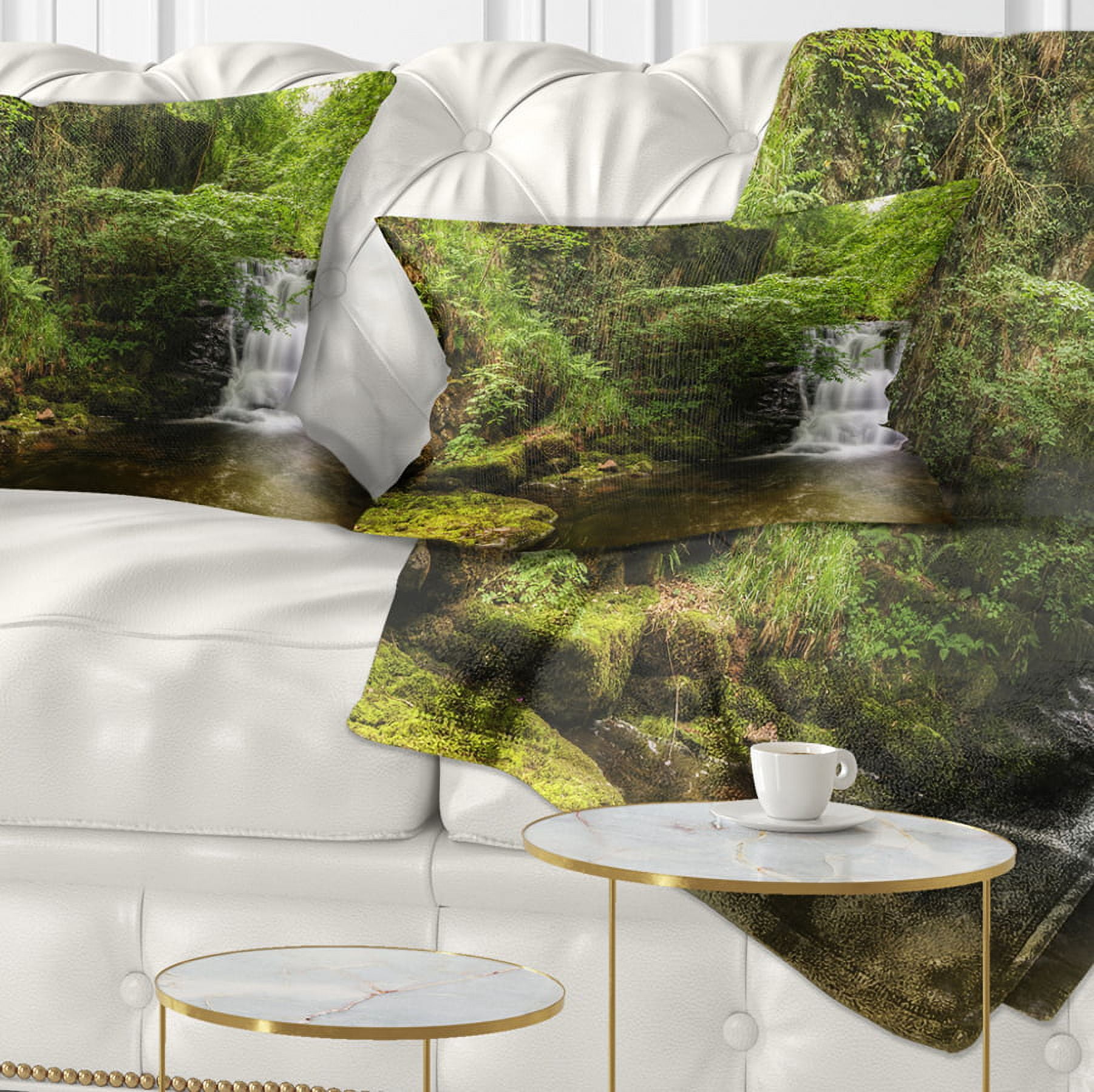 Designart Water Flowing over Rocks - Landscape Photography Throw Pillow - 12x20