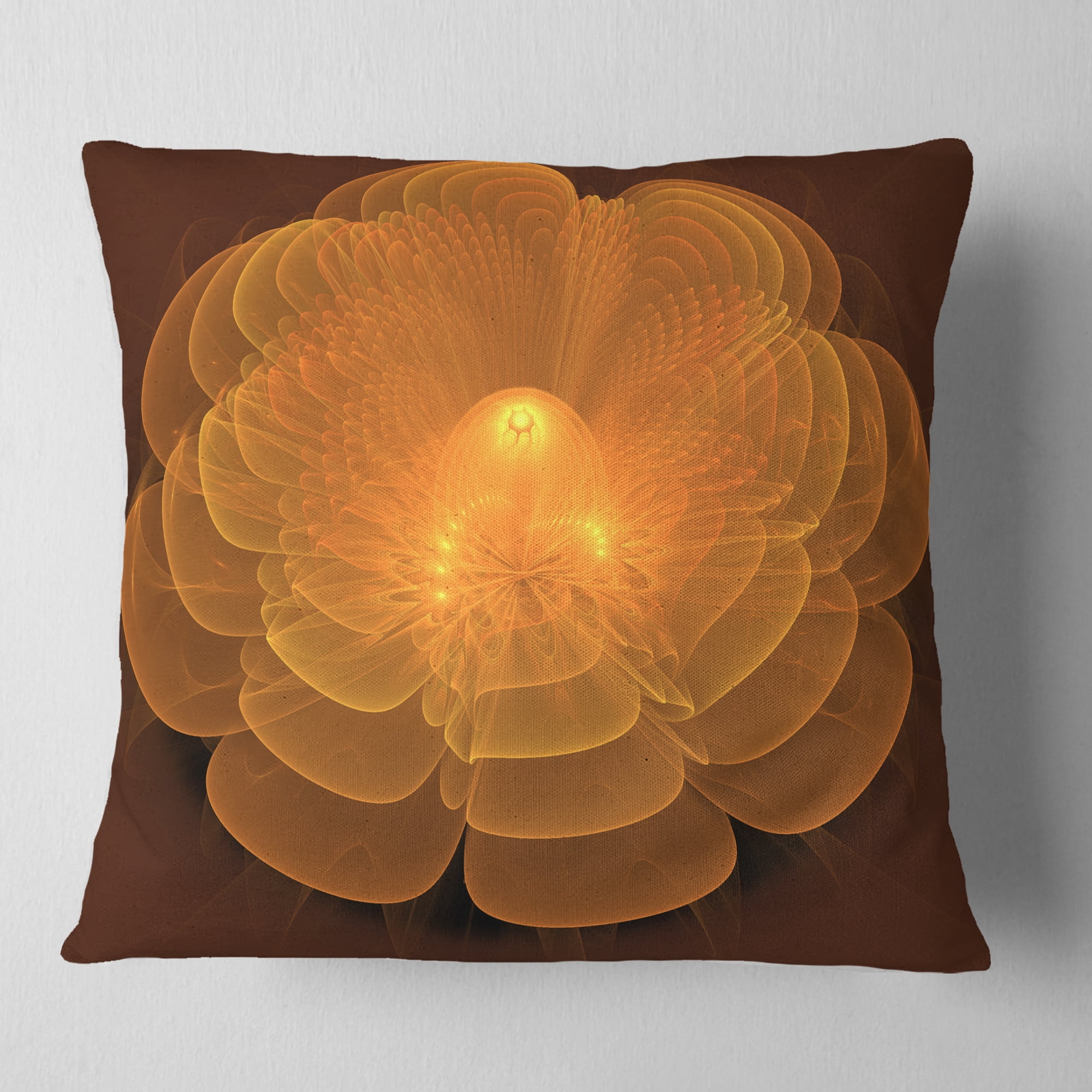 Designart Water Lily Digital Art Fractal Flower - Floral Throw Pillow - 16x16