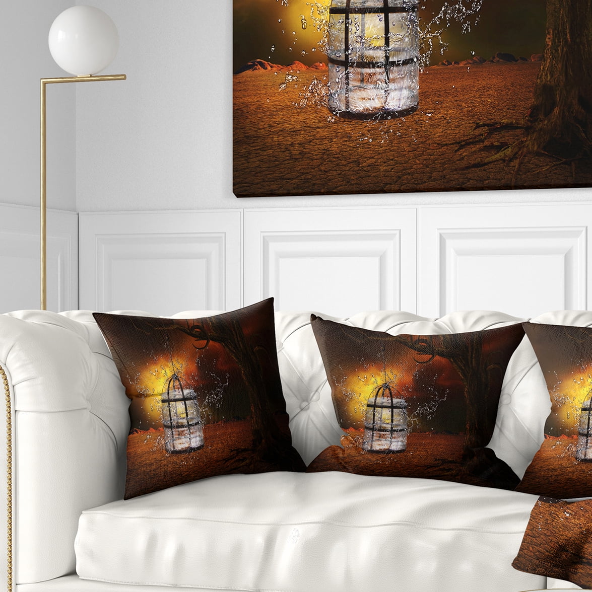 Designart Water Locked Cage - Abstract Throw Pillow - 18x18