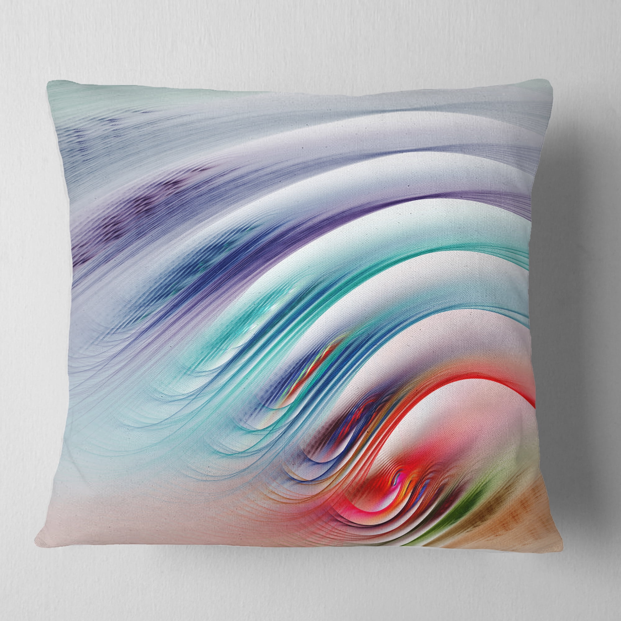 Designart Water Ripples Rainbow Waves - Abstract Throw Pillow - 18x18