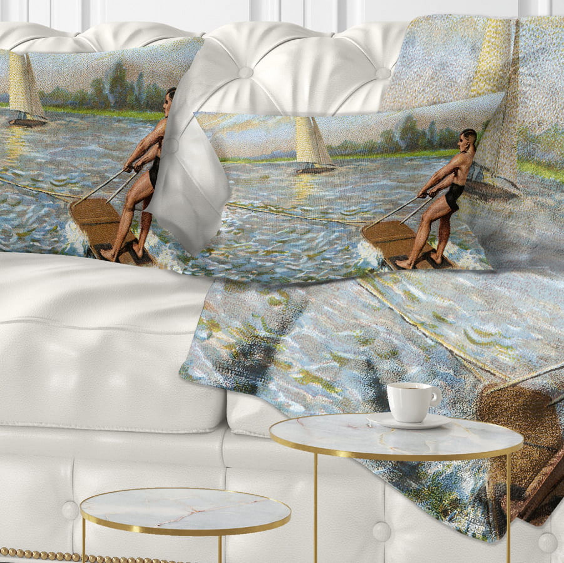 Designart Water Skiing - Photography Throw Pillow - 12x20