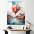 thumbnail image 1 of Designart "Watercolor Balloon Amidst Mountain Splendor" Hot Air Balloon Wall Art Living Room, 1 of 7