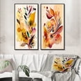 thumbnail image 1 of Designart "Watercolor Blooms Autumn Flowers I" Abstract Botanicals Framed Wall Art Set Of 2 - Modern Yellow Framed Wall Art Set Of 2, 1 of 6
