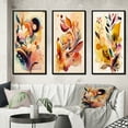thumbnail image 1 of Designart "Watercolor Blooms Autumn Flowers II" Abstract Botanicals Framed Wall Art Set Of 3 - Brown Modern Frame Gallery Wall Set For Home Decor, 1 of 6