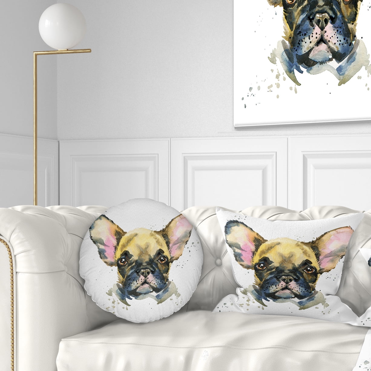 Designart Watercolor Brown Dog Illustration - Contemporary Animal Throw Pillow - 12x20