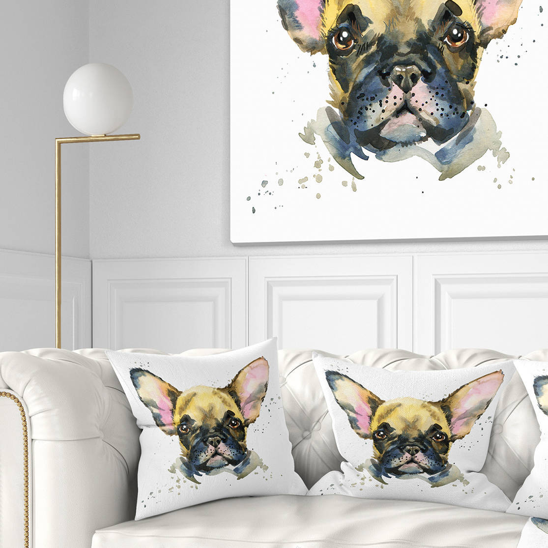 Designart Watercolor Brown Dog Illustration - Contemporary Animal Throw Pillow - 18x18