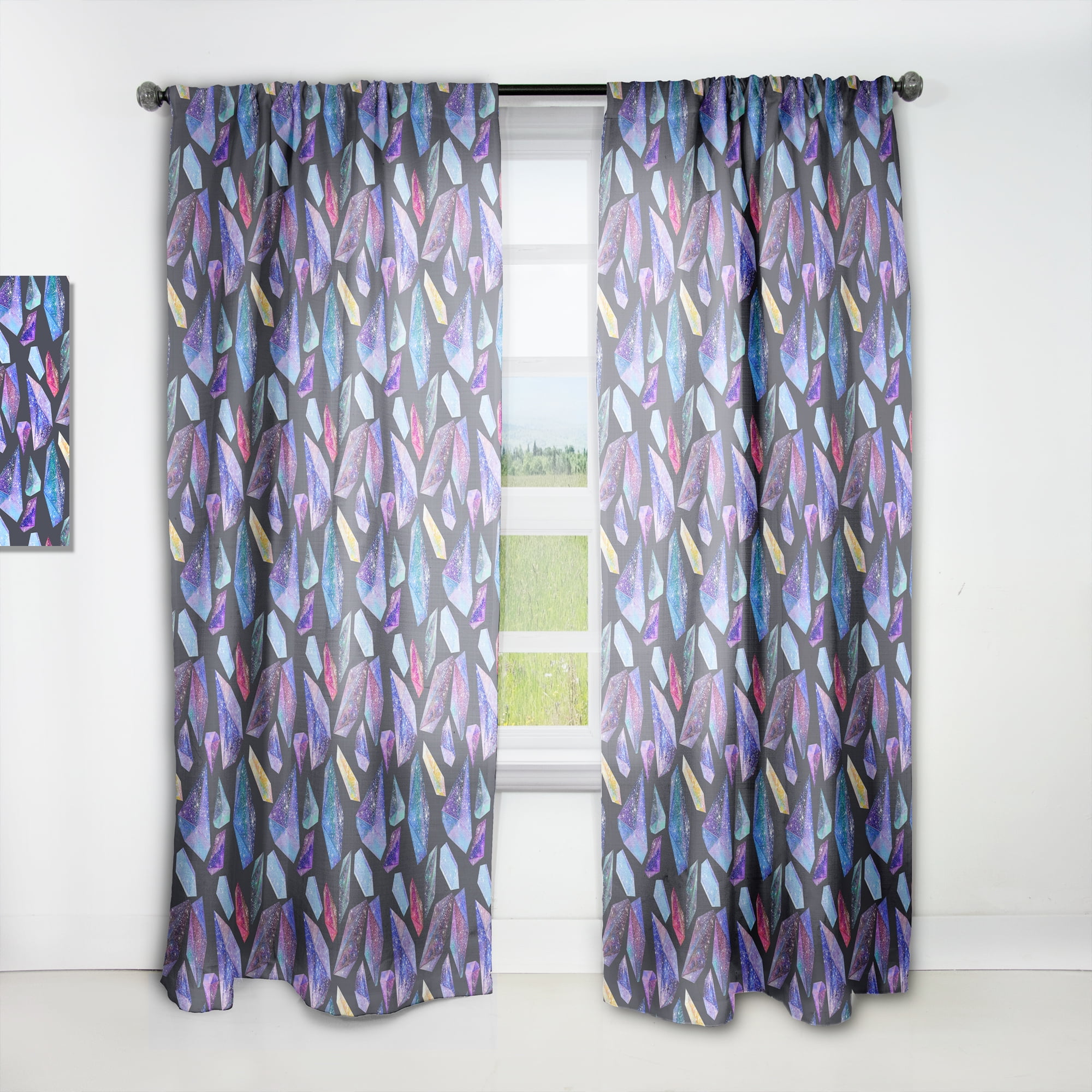 Designart 'Watercolor Crystals With Star Sky With Pattern' Modern & Contemporary Curtain Panel