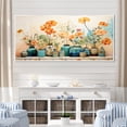 thumbnail image 1 of Designart "Watercolor Depiction of Floral Pottery in Blue II" Oversized Geometric Framed Wall Art - Bohemian Blue Boho Pottery Entryway Framed Wall Art, 1 of 7