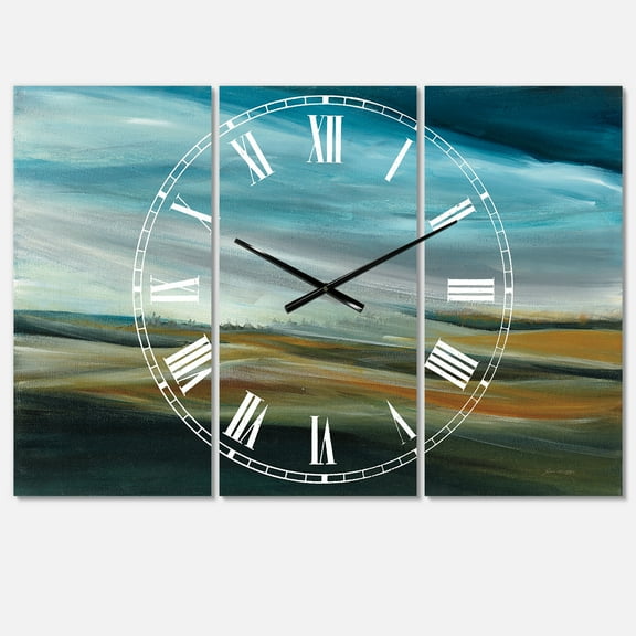 Designart 'Watercolor Desert Storm Abstract Blue' Farmhouse Wall Clock