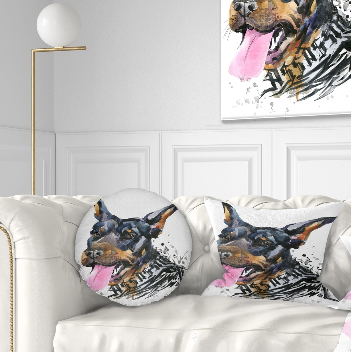 Designart Watercolor Dog Illustration - Contemporary Animal Throw Pillow - 12x20