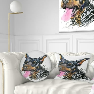 Designart Watercolor Dog Illustration - Contemporary Animal Throw Pillow - 12x20