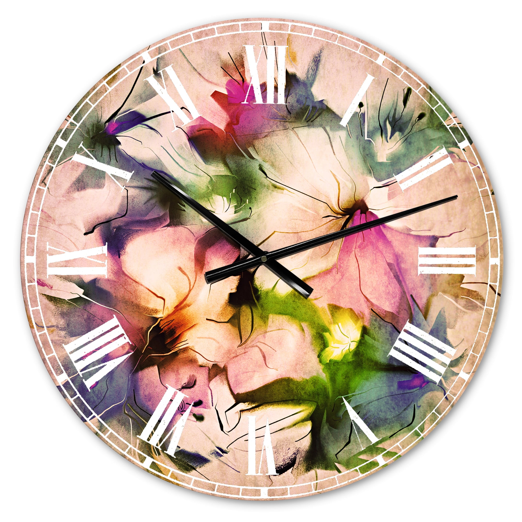 Designart 'Watercolor Floral Bouquet' Traditional wall clock