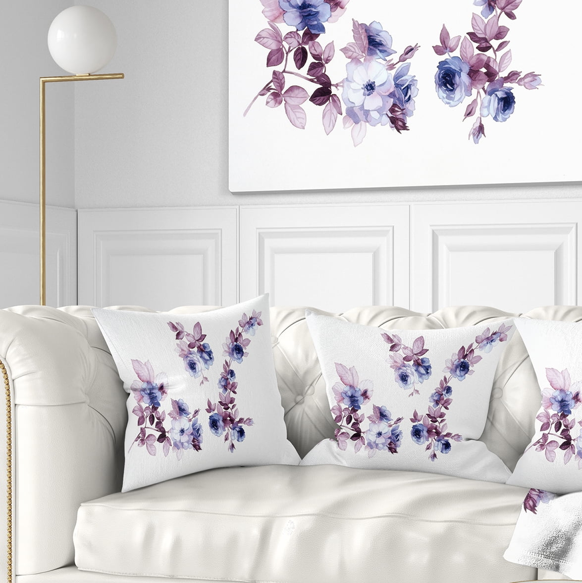 Designart Watercolor Flowers - Floral Throw Pillow - 16x16