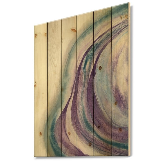 Designart 'Watercolor Geode II' Modern & Contemporary Print on Natural Pine Wood