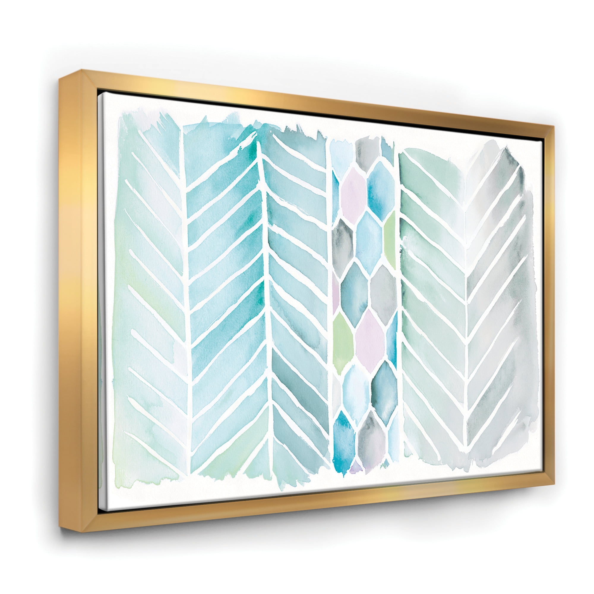Designart ' Watercolor Geometric Swatch Element IV ' MidCentury Modern Framed Canvas