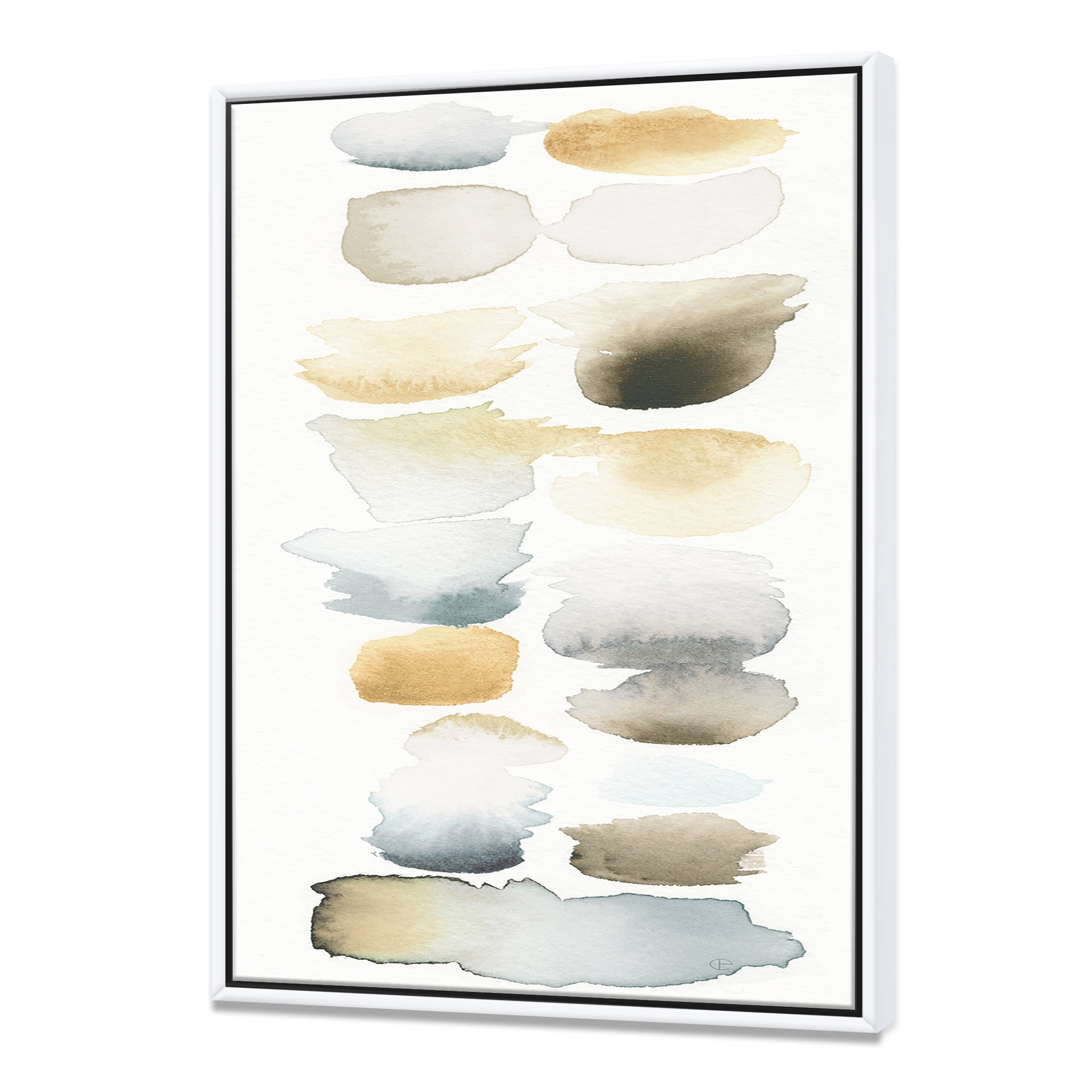 Designart ' Watercolor Geometric Swatch Element V ' MidCentury Modern Transitional Framed Canvas