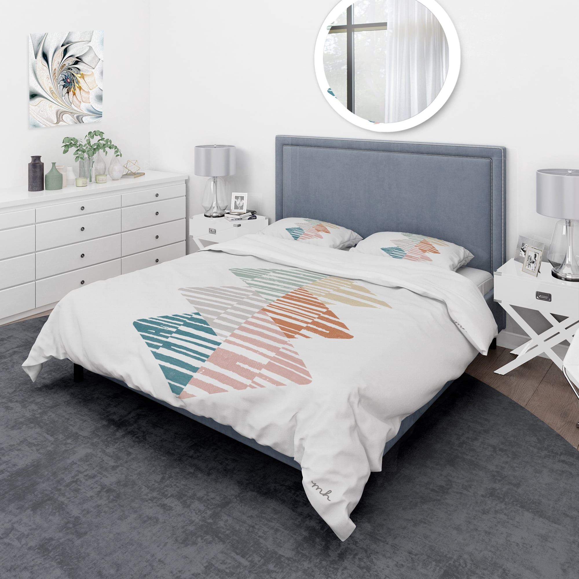Designart 'Watercolor Geometric Triangle II' Geometric Duvet Cover Set